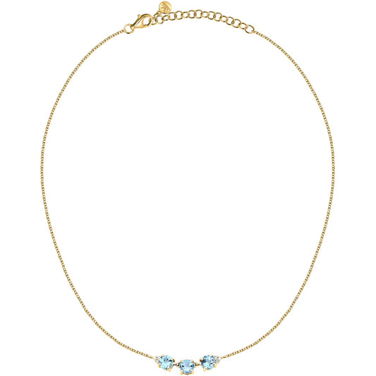 Morellato Tesori Gold-Plated Sterling Silver Necklace with Light Blue and White Cubic Zirconia – 40+5 cm – SAIW302