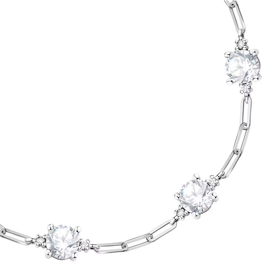 Morellato Luminosa Rhodium-Plated Sterling Silver Bracelet with White Cubic Zirconia – 16+3 cm – SAIW297
