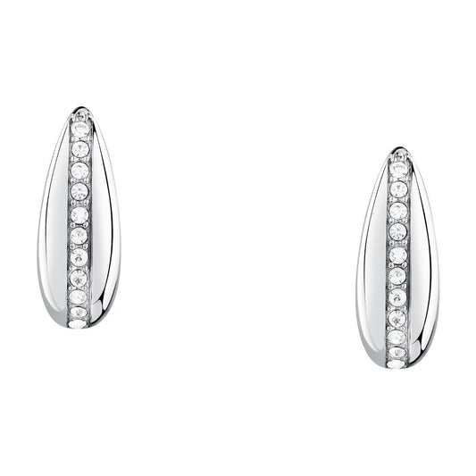Morellato Creole Stainless Steel Oval Hoop Earrings with Crystal – 1.6 cm – SAUP19