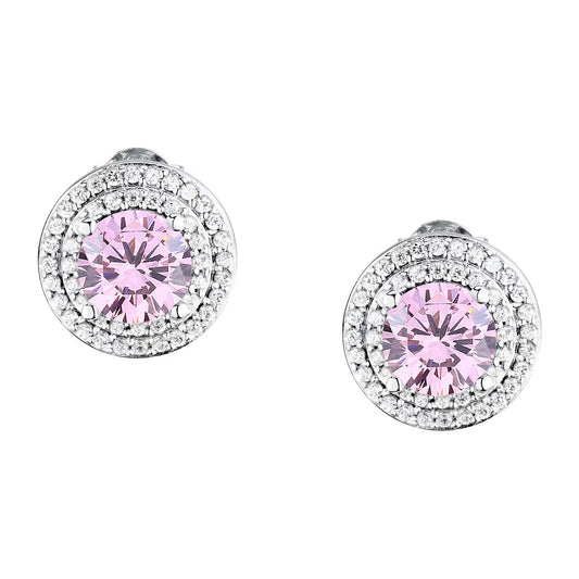Morellato Duchessa Rhodium-Plated Sterling Silver Earrings with Pink and White Cubic Zirconia – SAIW273