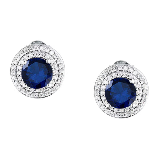 Morellato Duchessa Rhodium-Plated Sterling Silver Earrings with Blue and White Cubic Zirconia – SAIW274