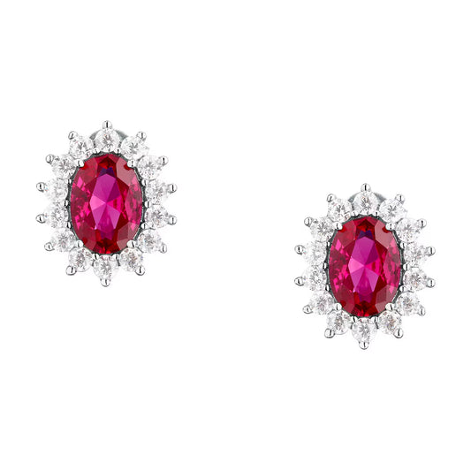 Morellato Duchessa Rhodium-Plated Sterling Silver Earrings with Red and White Cubic Zirconia – SAIW287