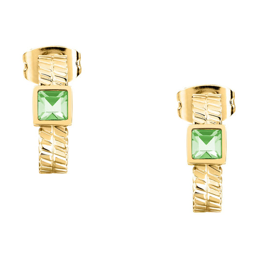 Morellato Gioia Gold-Plated Stainless Steel Hoop Earrings with Crystal – 1.3 cm – SAVY42