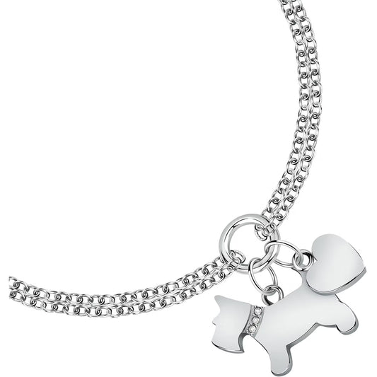 Morellato Mascotte Stainless Steel Bracelet with Dog & Heart Charms and Crystals – 16 + 3 cm – SAVL14