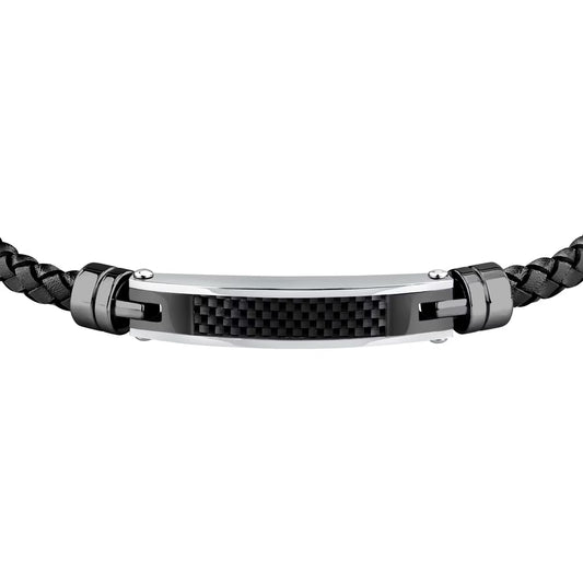 Morellato Moody Stainless Steel & Black Leather Bracelet – 19.5 + 1.5 cm – SQH59