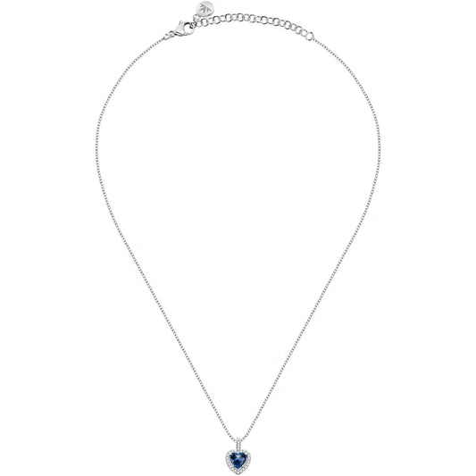 Morellato Nobile Rhodium-Plated Sterling Silver Necklace with Blue Cubic Zirconia – 38+4 cm – SAVB03