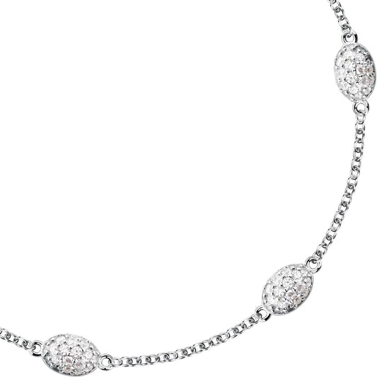 Morellato Pavé Rhodium-Plated Sterling Silver Bracelet with White Cubic Zirconia – 16 + 3 cm – SAZB07