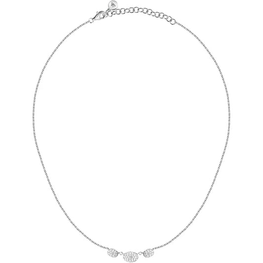 Morellato Pavé Rhodium-Plated Sterling Silver Necklace with White Cubic Zirconia – 38 + 7 cm – SAZB03