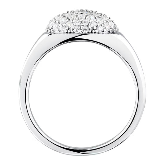 Morellato Pavé Rhodium-Plated Sterling Silver Ring with White Cubic Zirconia – Size 18 – SAZB12018