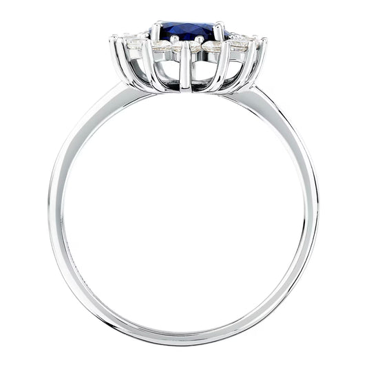 Morellato Duchessa Rhodium-Plated Sterling Silver Ring with Blue and White Cubic Zirconia – Size 16 – SAIW283016
