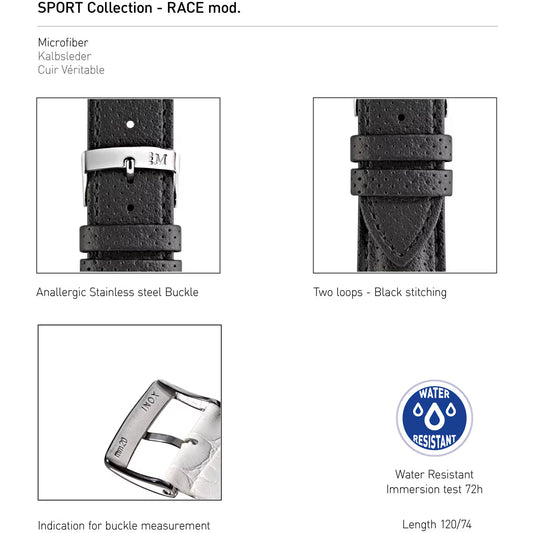Morellato Sport-Water Resistant Race Black Perforated Vegan Watch Strap – 18 mm – A01X4909C18819CR18