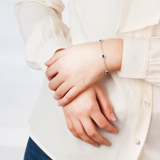 Morellato Duchessa Rhodium-Plated Sterling Silver Tennis Bracelet with Blue Cubic Zirconia – 19 cm – SAIW11
