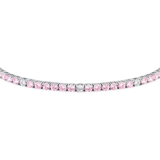 Morellato Tesori Rhodium-Plated Sterling Silver Bracelet with Pink Cubic Zirconia – 16+3 cm – SAIW183