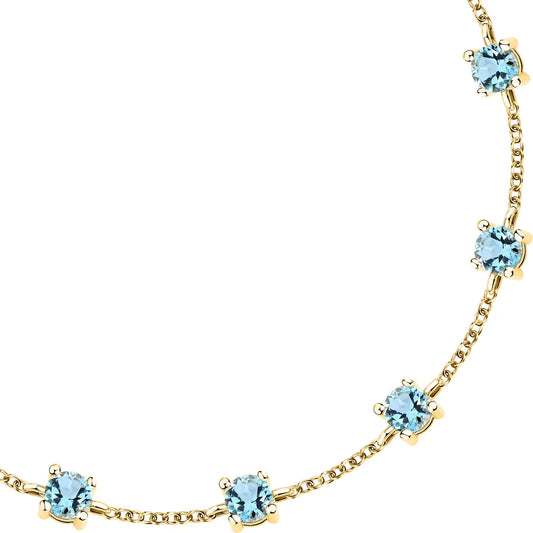 Morellato Tesori Gold-Plated Sterling Silver Bracelet with Light Blue Cubic Zirconia – 16+3 cm – SAIW305