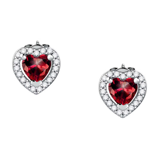 Morellato Nobile Rhodium-Plated Sterling Silver Stud Earrings with Red Cubic Zirconia – SAIW135