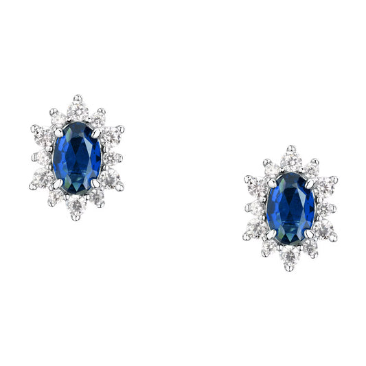 Morellato Duchessa Rhodium-Plated Sterling Silver Stud Earrings with White & Blue Cubic Zirconia – SAIW152