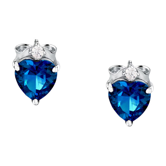 Morellato Nobile Rhodium-Plated Sterling Silver Stud Earrings with Blue & White Cubic Zirconia – SAIW163