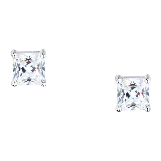 Morellato Tesori Rhodium-Plated Sterling Silver Asscher-Cut Stud Earrings with White Cubic Zirconia – SAIW178