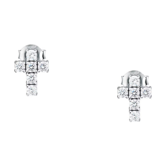 Morellato Tesori Rhodium-Plated Sterling Silver Cross Earrings with White Cubic Zirconia – SAIW217