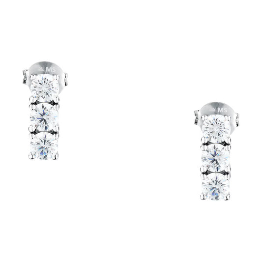 Morellato Tesori Rhodium-Plated Sterling Silver Trilogy Earrings with White Cubic Zirconia – SAIW241