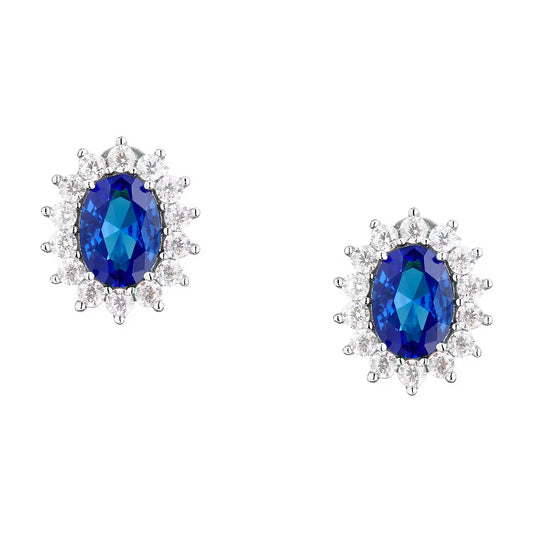 Morellato Duchessa Rhodium-Plated Sterling Silver Earrings with Blue and White Cubic Zirconia – SAIW285