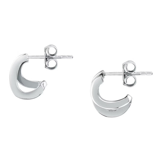 Morellato Creole Stainless Steel Square Hoop Earrings with White Crystals – 1.2 × 0.7 cm – SAUP16