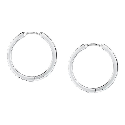 Morellato Creole Stainless Steel Hoop Earrings with Crystal – 2 cm – SAUP24