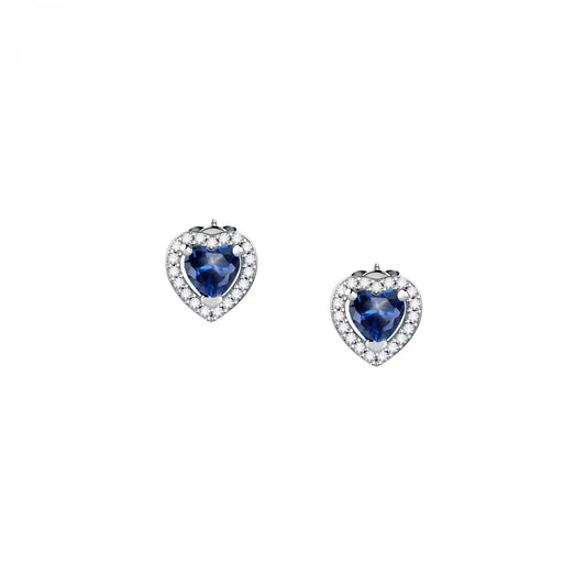 Morellato Nobile Rhodium-Plated Sterling Silver Stud Earrings with Blue Cubic Zirconia – SAVB08