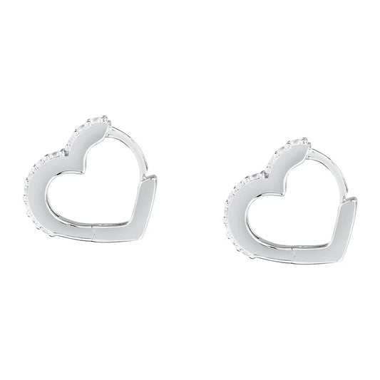 Morellato Tesori Rhodium-Plated Sterling Silver Heart Earrings with White Cubic Zirconia – 1.4 cm – SAIW255