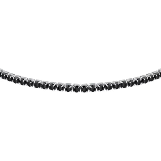 Morellato Rhodium-Plated Sterling Silver Tennis Bracelet with Black Cubic Zirconia – 18+3.5 cm – SATT14