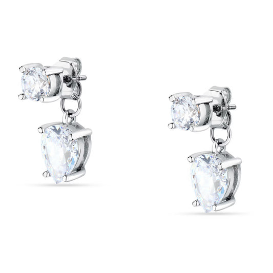 Morellato Tesori Rhodium-Plated Sterling Silver Drop Earrings with White Cubic Zirconia – SAIW212