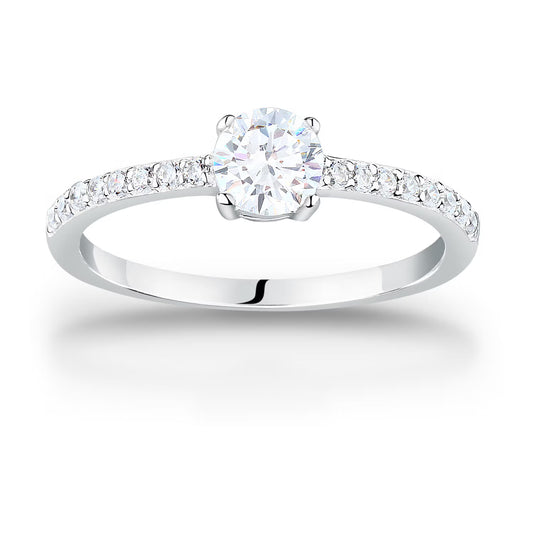 Morellato Tesori Rhodium-Plated Sterling Silver Solitaire Ring with White Cubic Zirconia – Size 16 – SAIW179016