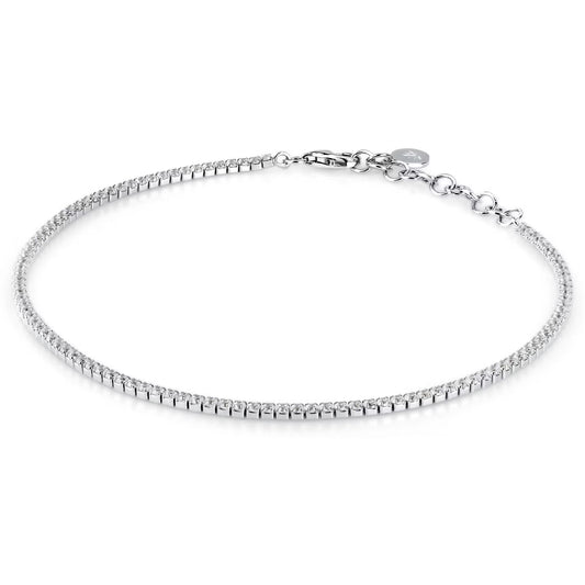 Morellato Tesori Rhodium-Plated Sterling Silver Tennis Anklet with Cubic Zirconia – 21 + 3.5 cm – SAIW133