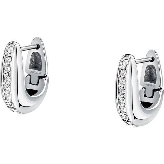 Morellato Creole Stainless Steel Oval Hoop Earrings with Crystal – 1.6 cm – SAUP19