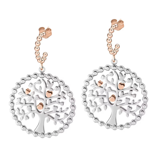 Morellato Talismani Rose Gold Stainless Steel Tree of Life Drop Earrings – 3.73 cm – SAQE12
