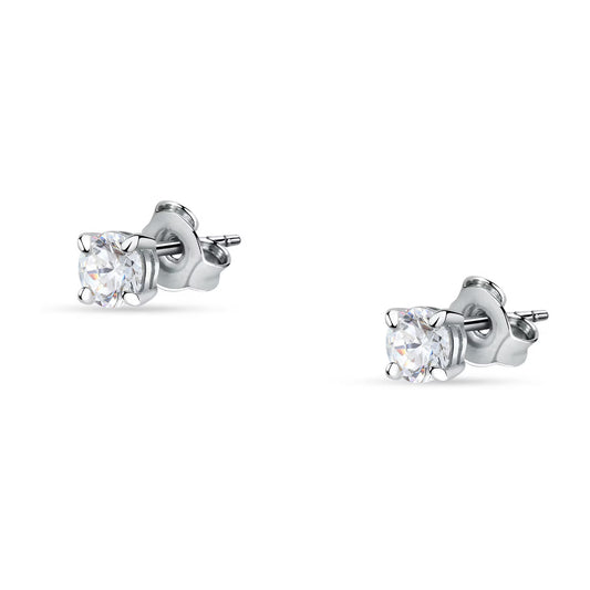 Morellato Tesori Rhodium-Plated Sterling Silver Solitaire Stud Earrings with White Cubic Zirconia – SAIW157
