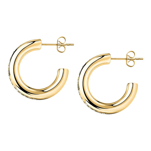 Morellato Creole Gold-Plated Stainless Steel Hoop Earrings with White Crystal – 2.5 cm – SAVN01