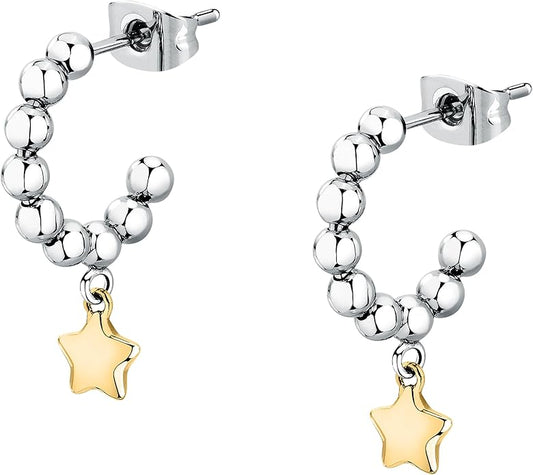 Morellato Talismani Gold-Plated Stainless Steel Hoop Earrings with Star Charm – 1.38 cm – SAIX28