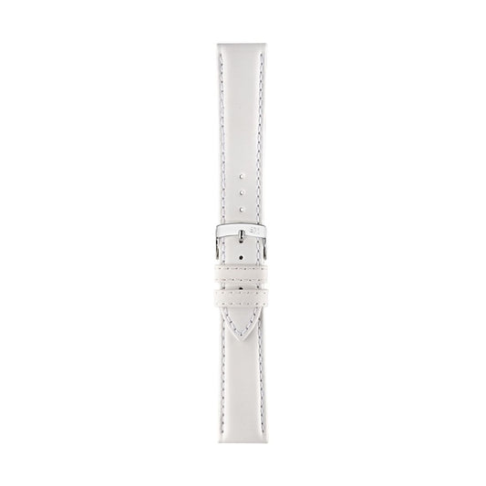 White leather watch strap on a white background
