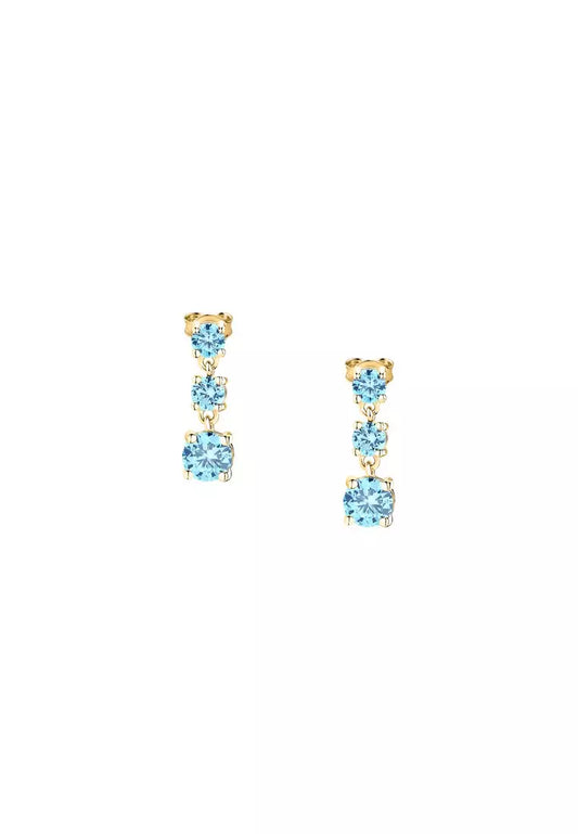Morellato Tesori Gold-Plated Sterling Silver Earrings with Light Blue Cubic Zirconia – SAIW301