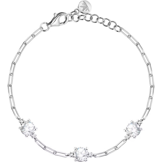 Morellato Luminosa Rhodium-Plated Sterling Silver Bracelet with White Cubic Zirconia – 16+3 cm – SAIW297