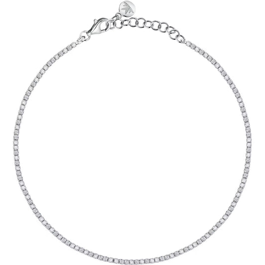 Morellato Tesori Rhodium-Plated Sterling Silver Tennis Anklet with Cubic Zirconia – 21 + 3.5 cm – SAIW133