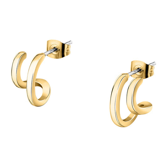 Morellato Creole Gold-Plated Stainless Steel Double Hoop Earrings – 1.2 cm – SAUP17
