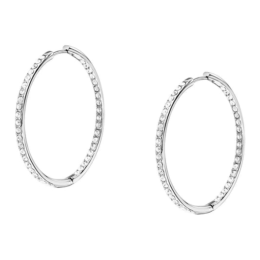 Morellato Creole Stainless Steel Hoop Earrings with Crystal – 3.5 cm – SAUP36