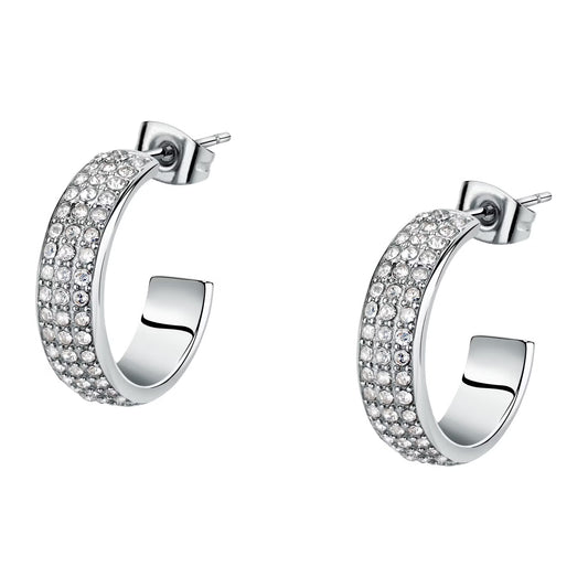 Morellato Creole Stainless Steel Hoop Earrings with White Crystal – 2 cm – SAVN02