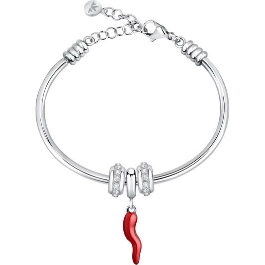 Morellato Drops Stainless Steel Bangle Bracelet with White Crystals & Pepper Charm – SCZ1281