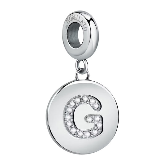 Morellato Drops Stainless Steel Charm Set with White Crystals – Ø 1.5 cm – SCZ1160