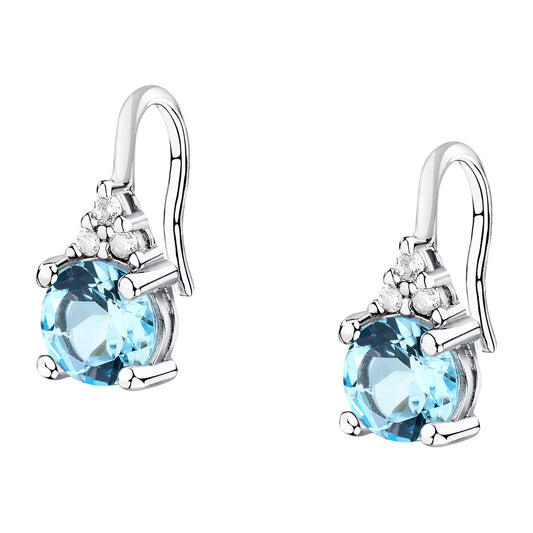 Morellato Luminosa Rhodium-Plated Sterling Silver Earrings with Light Blue and White Cubic Zirconia – SAIW294