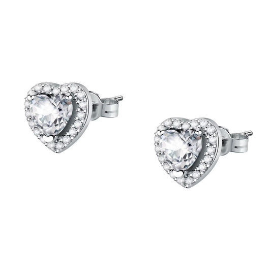 Morellato Nobile Rhodium-Plated Sterling Silver Stud Earrings with White Cubic Zirconia – SAVB07