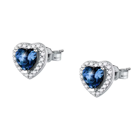 Morellato Nobile Rhodium-Plated Sterling Silver Stud Earrings with Blue Cubic Zirconia – SAVB08